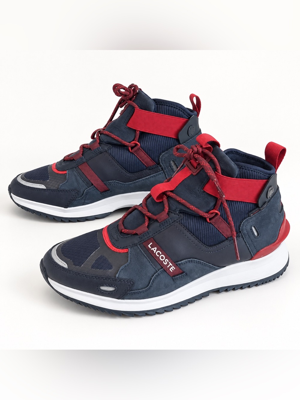Lacoste Run Breaker 0321 Men’s 9.5 Navy Red High Top Sneakers
